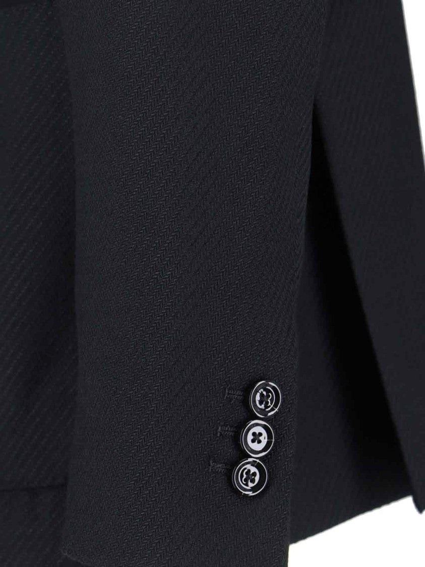 Lardini Double-Breasted Wool Blazer – Black