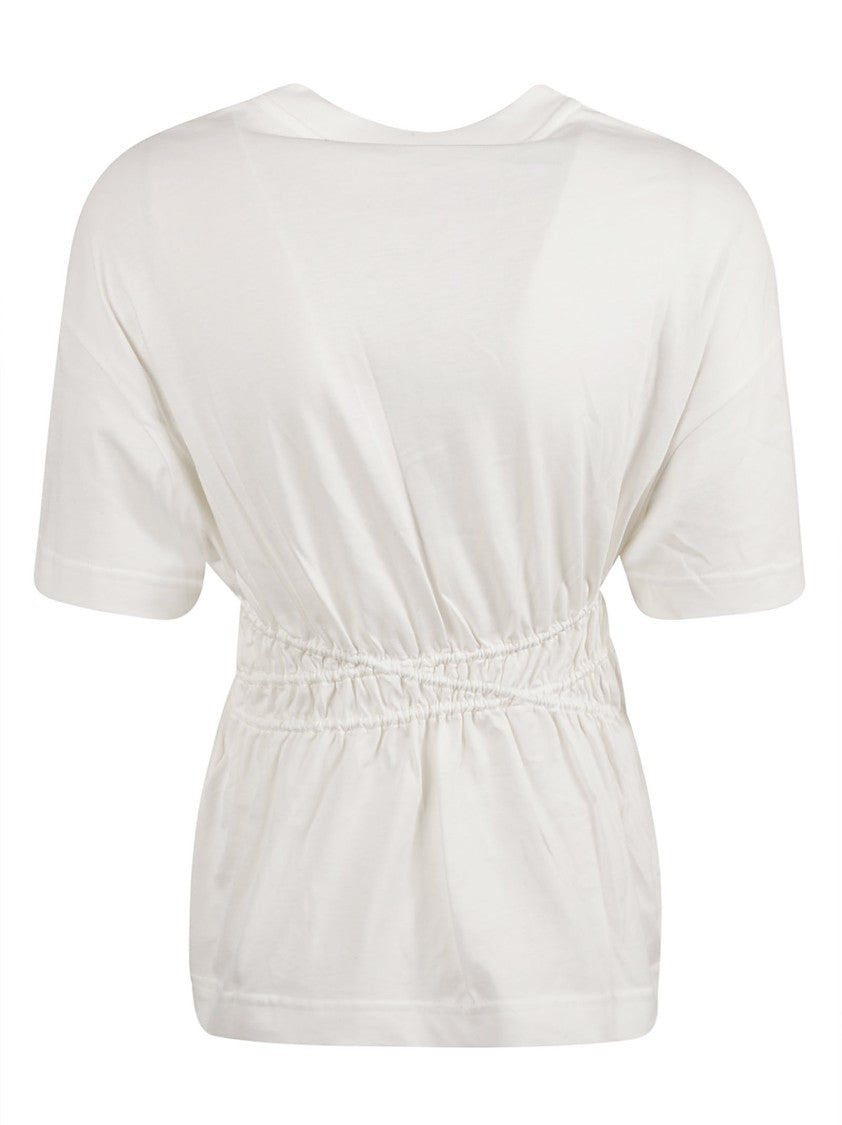 Alexander Mcqueen Relaxed-Fit White T-Shirt With Gathered Waistline