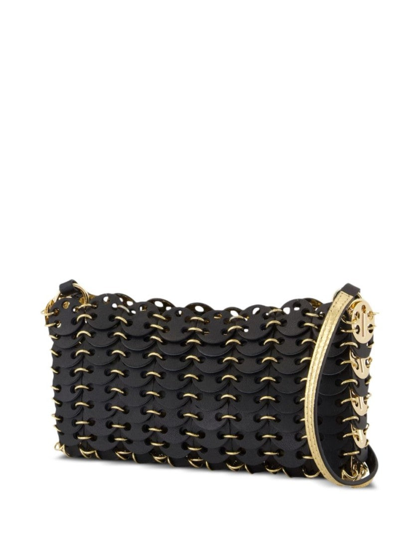 Rabanne Rectangular Black Bag With Gold-Tone Chain-Link Embellishment