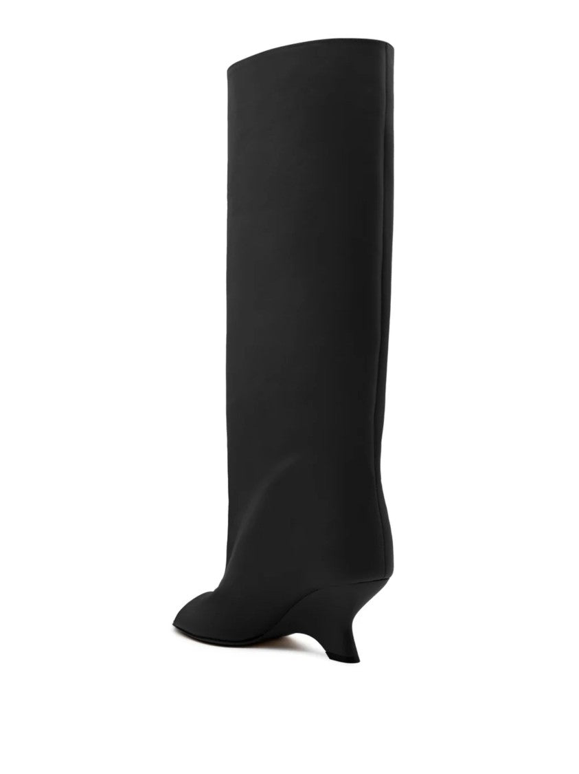 Gia Borghini Sculptural Open-Toe Ninette Boot In Black Matte Leather