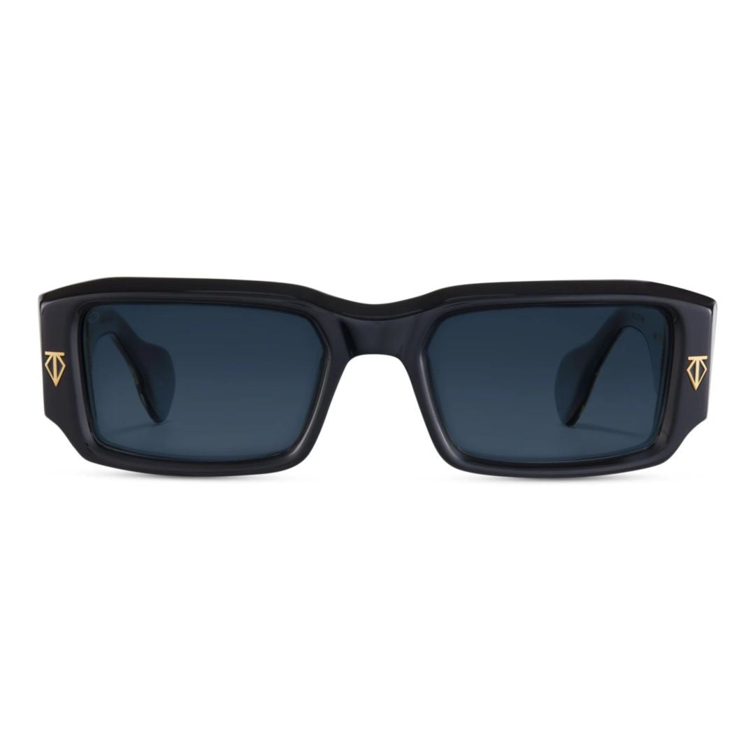 T Henri Rossi Rectangular Acetate Sunglasses With Gold-Tone Accents