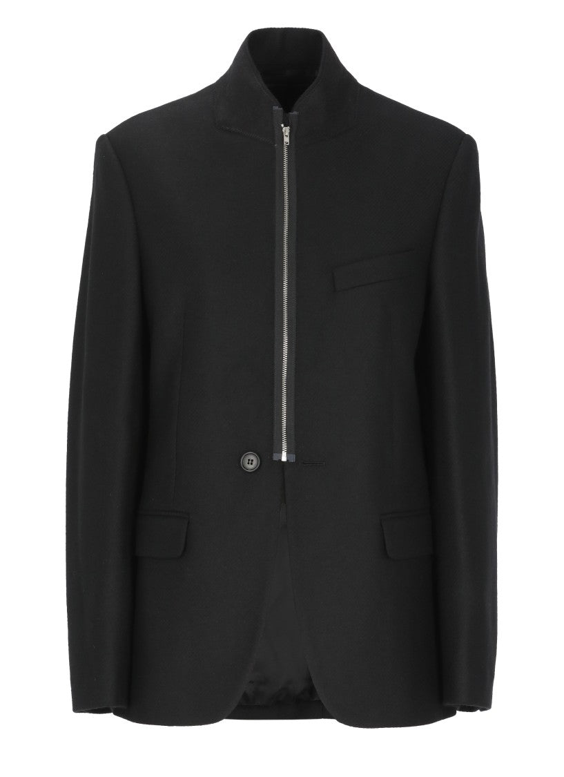 Mm6 By Maison Margiela Black Sleek High Neck Zip Jacket