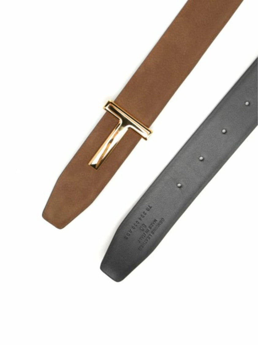 Tom Ford Reversible Olive Green Leather Belt