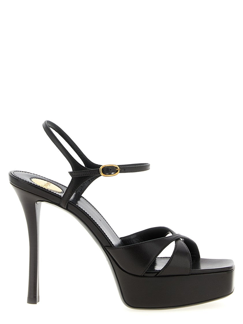 Saint Laurent Debbie Leather Sandals With Adjustable Ankle Strap