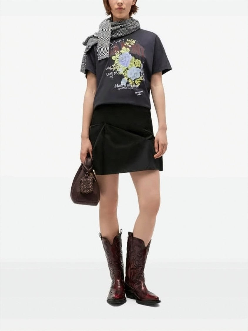 Ganni Relaxed Fit Graphic T-Shirt With Floral Motif
