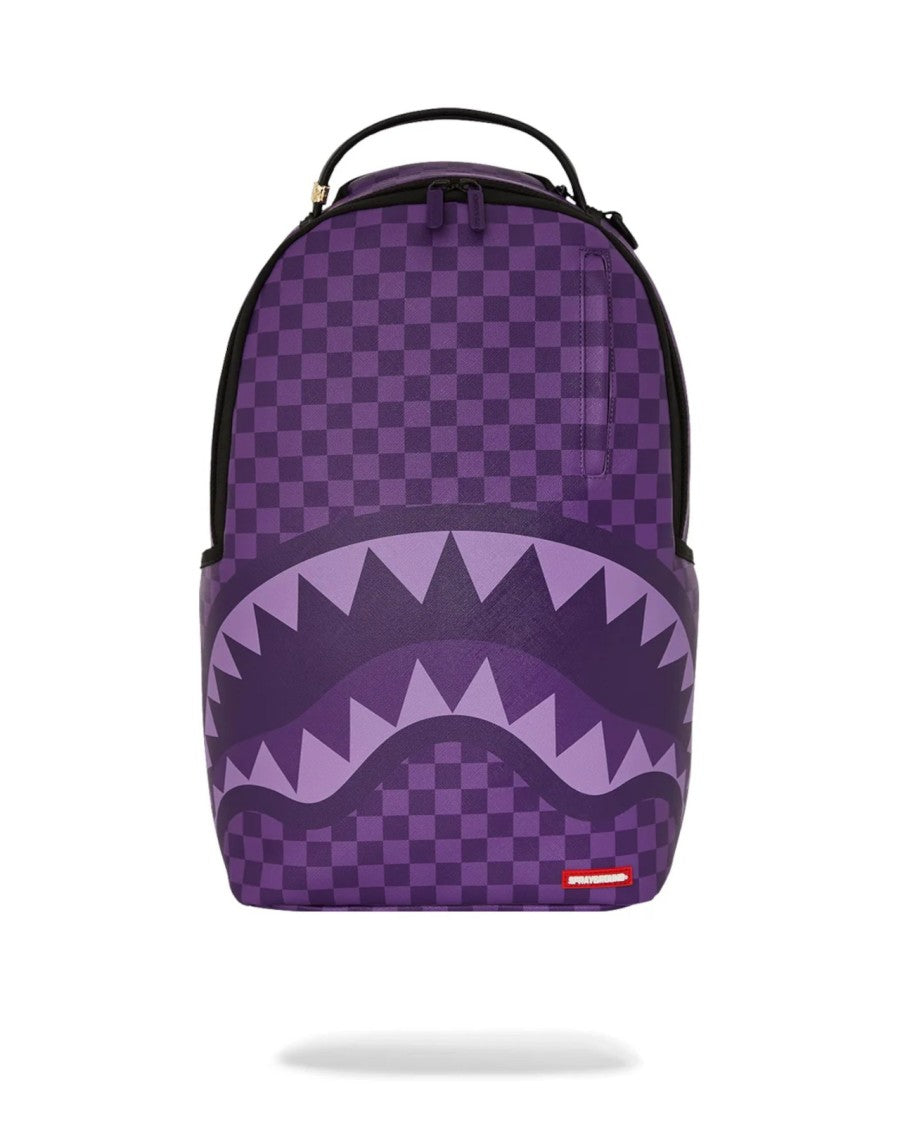 Sprayground Purple Checkered Shark Backpack