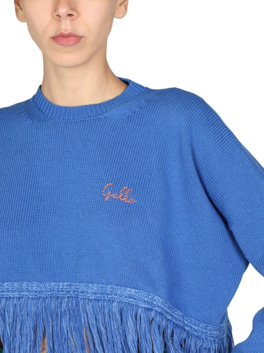 Gallo 1927 Fringe Detail Crew Neck Sweater