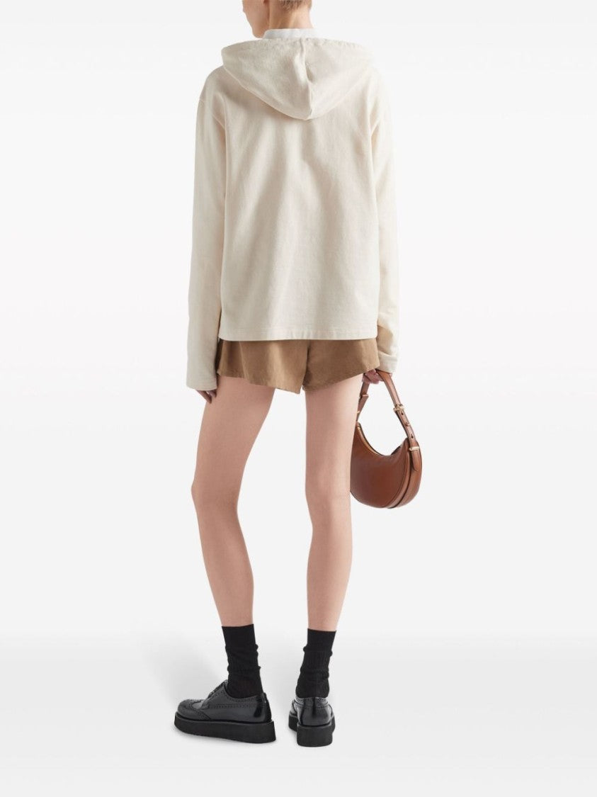 Prada Organic Cotton Hoodie With Boat Neck