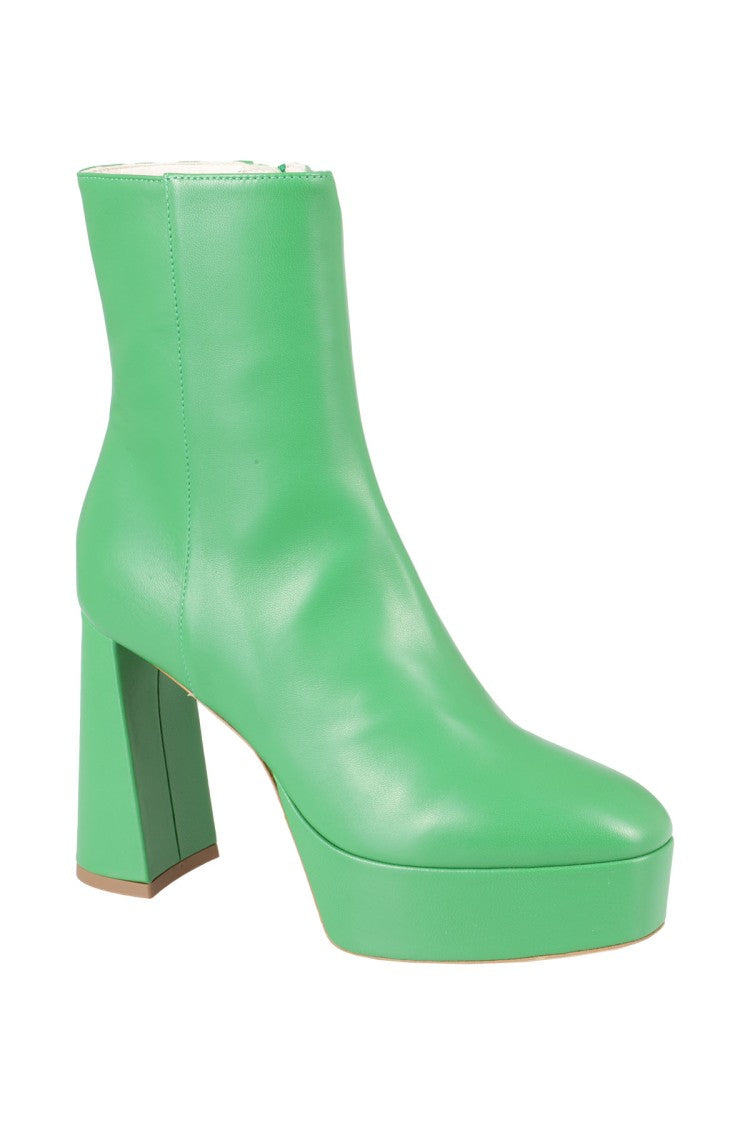 Bettina Vermillon Elegant Green Leather Ankle Boot