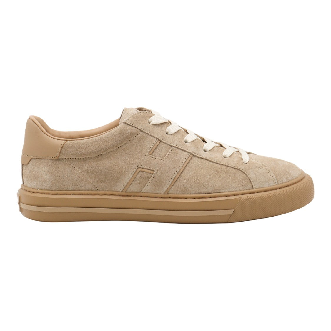 Hogan Low-Top Beige Suede Sneakers With Embossed Detail