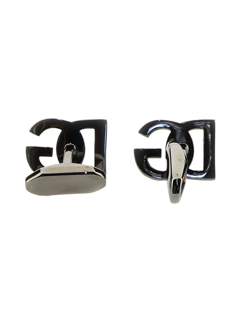 Dolce & Gabbana Brass Logo Cufflinks With Polished Finish