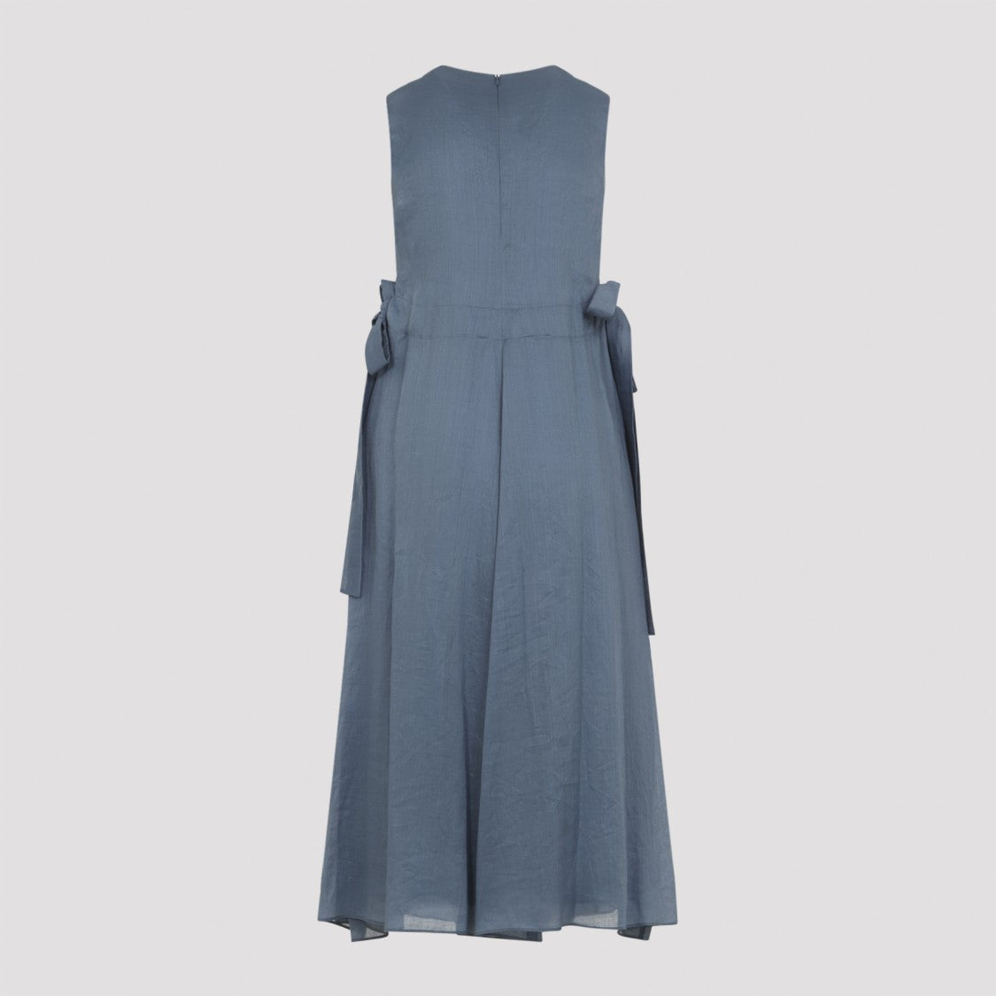 Max Mara Sleeveless A-Line Midi Dress In Ramie Fabric