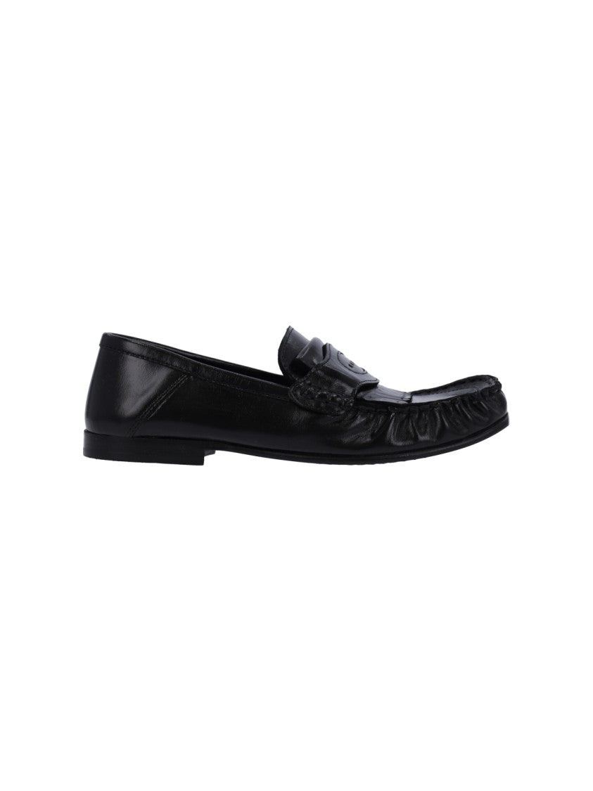 Marni Black Polished Leather Moccasin Flats
