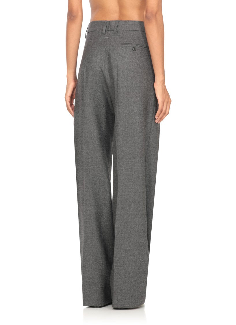 Mm6 By Maison Margiela Wool Palazzo Pants With High Waist And Tailored Fit