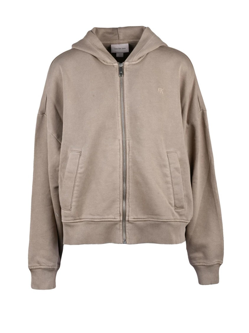 Calvin Klein Jeans Taupe Relaxed Cotton Hoodie