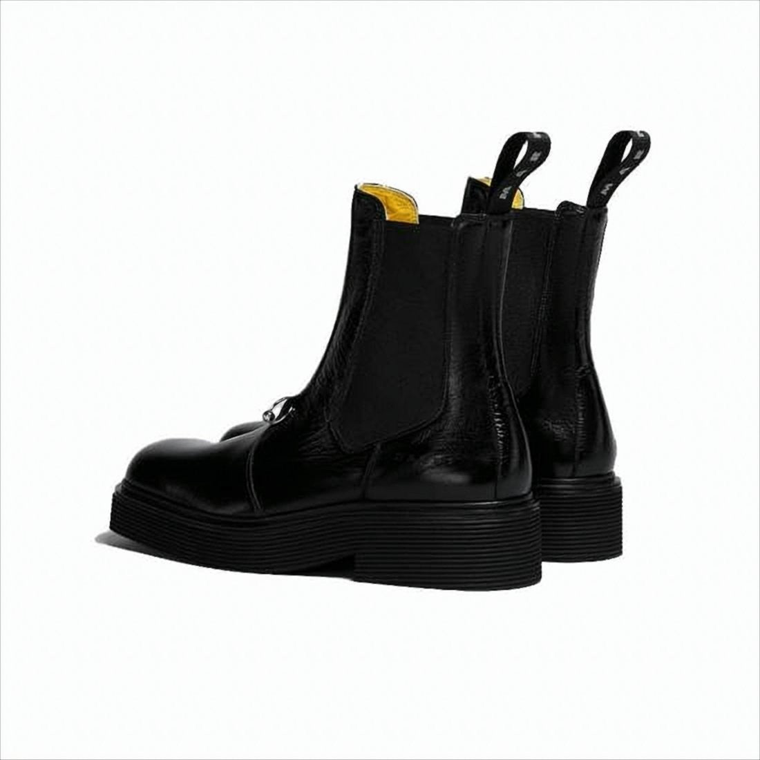 Marni Polished Leather Boots With Elastic Side Panels And Metallic Detail