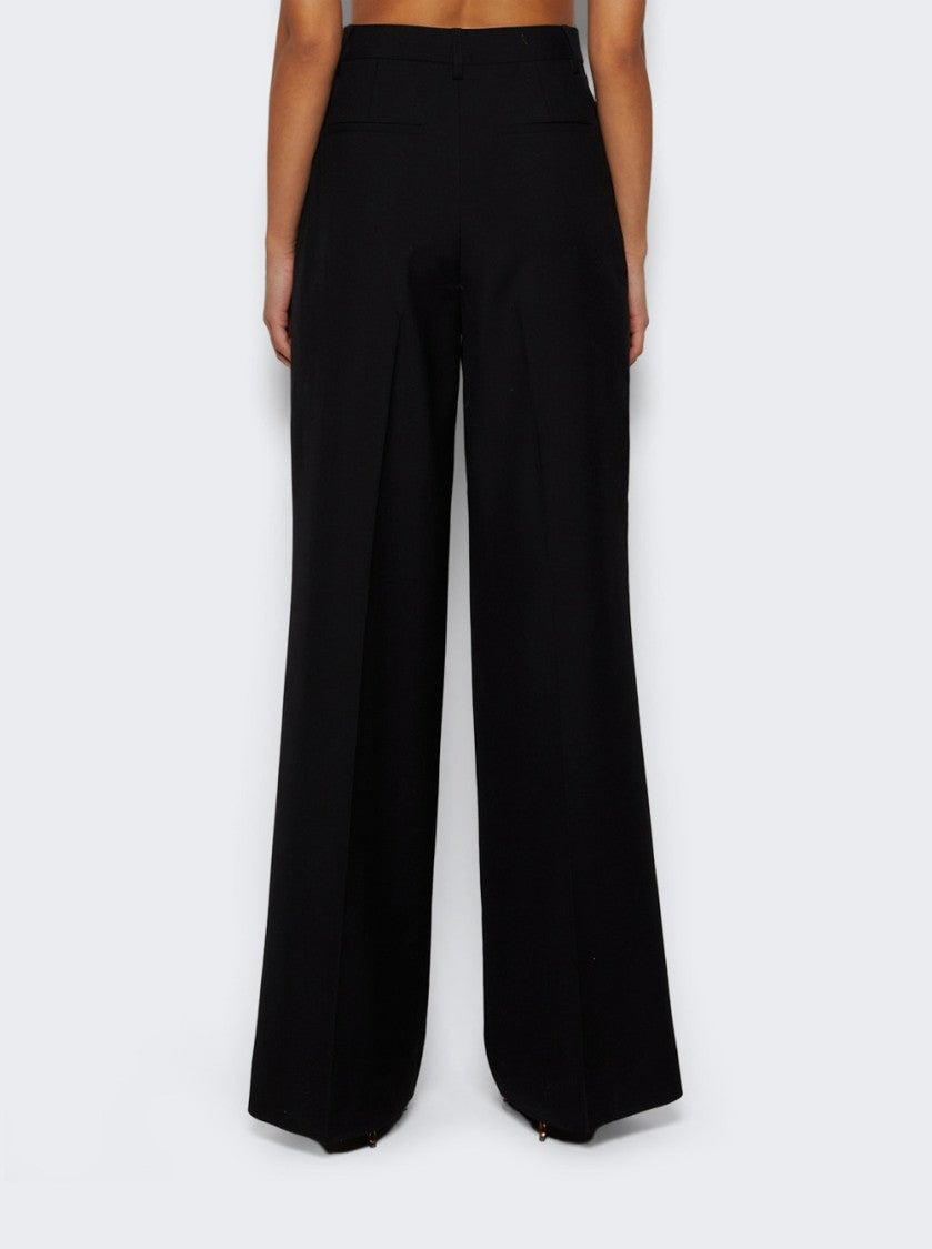 Burberry Double Pleat Wide Leg Wool Trousers