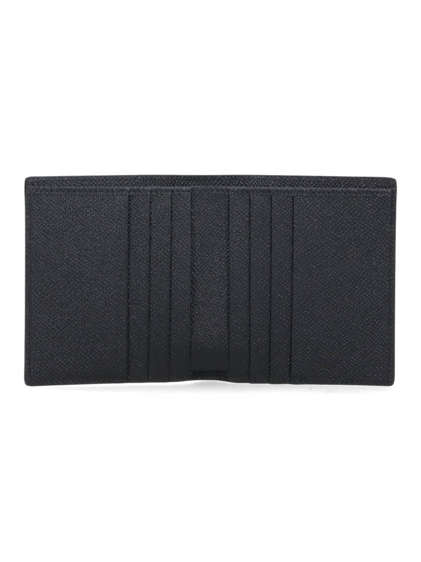 Dolce & Gabbana Black Bi-Fold Wallet With Silver Logo Plate