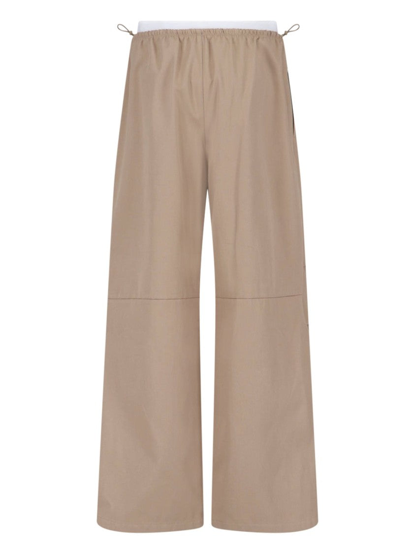 Alexander Wang Cotton Trousers, Taupe, Mid-Rise