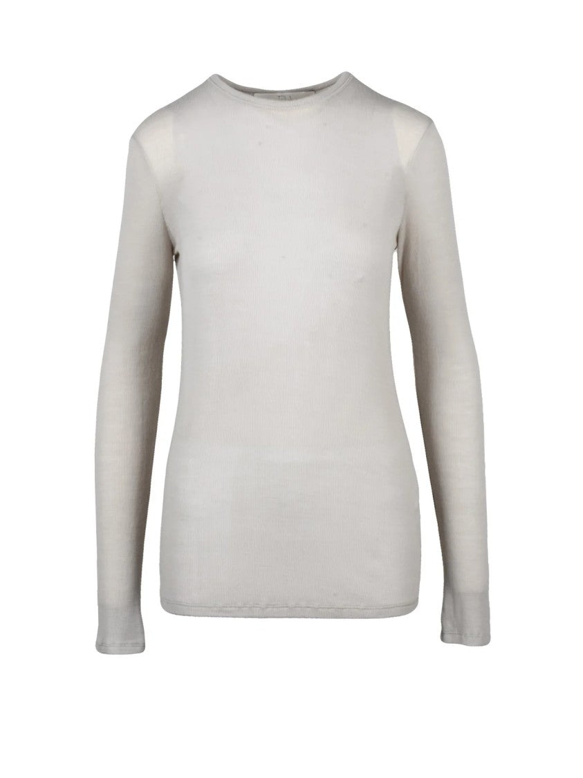 Tela Beige Minimalist Wool Under-Jacket T-Shirt