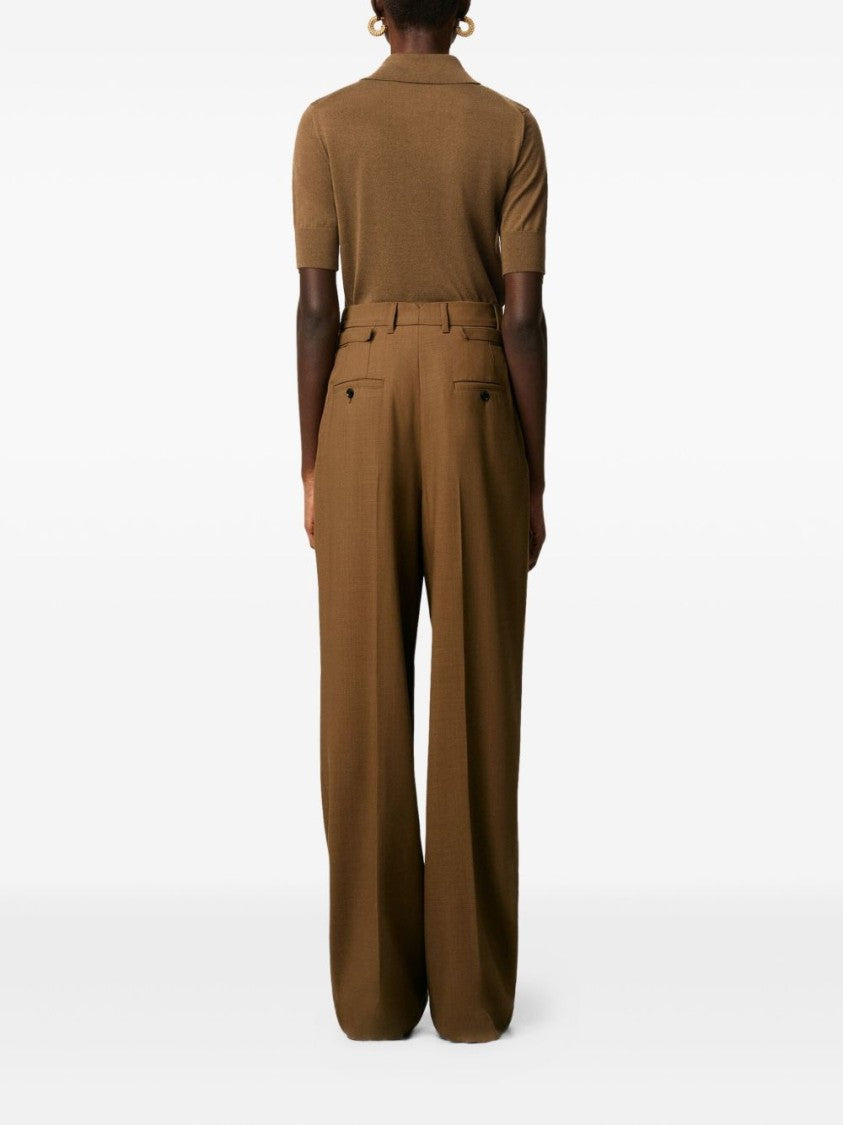 Ami High-Waisted Light Wool Twill Trousers With Pleated Detailing