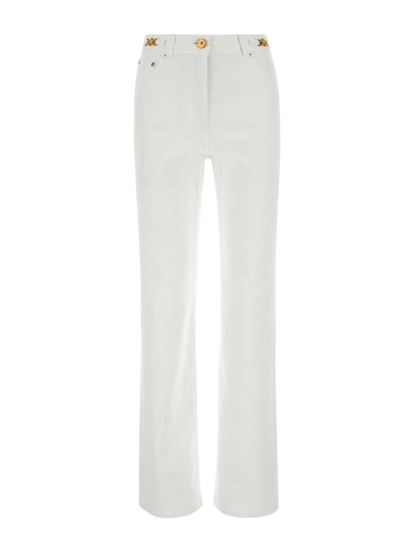Versace White Medusa Details Denim Jeans