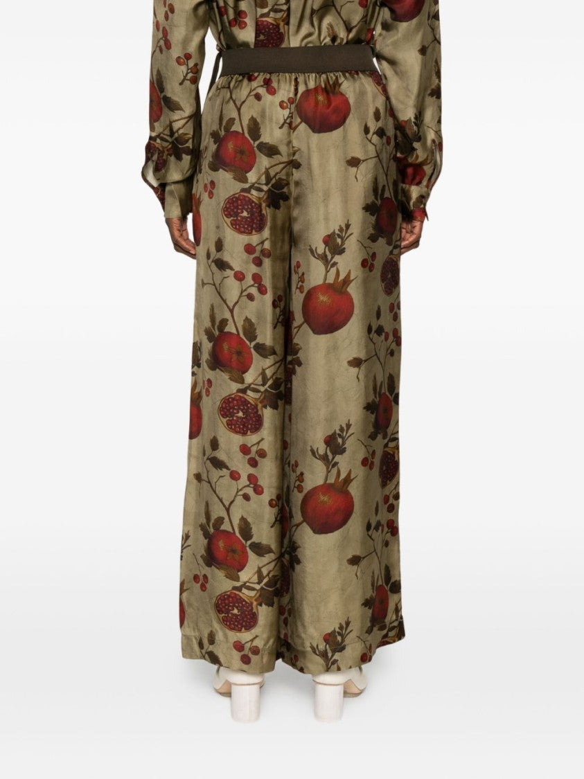 Uma Wang Botanical Print Wide-Leg Trousers With Relaxed Fit