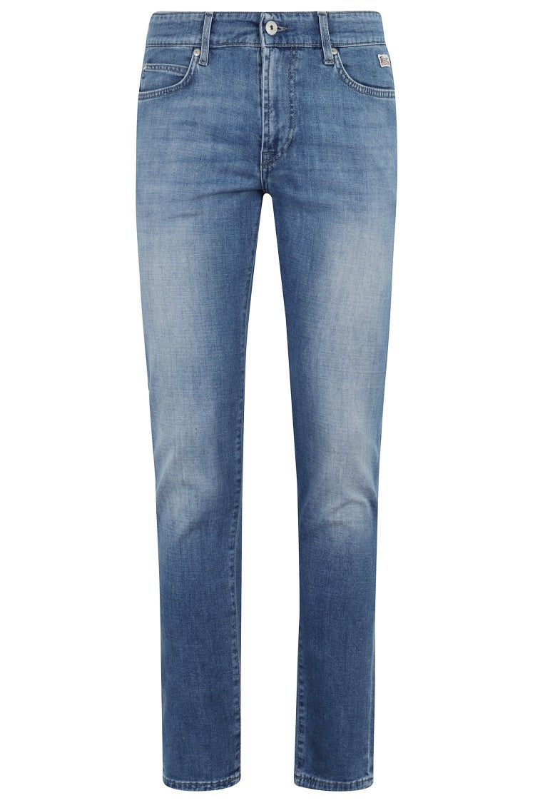 Roy Rogers Slim-Fit Blue Denim Jeans With Low-Rise Waist