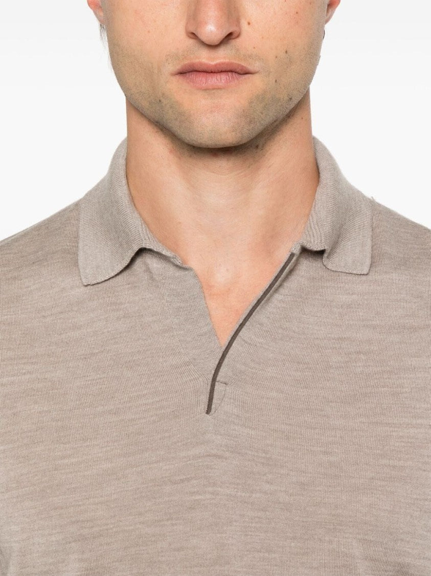 Sease Classic Polo Design Wool Sweater With Ribbed Hem