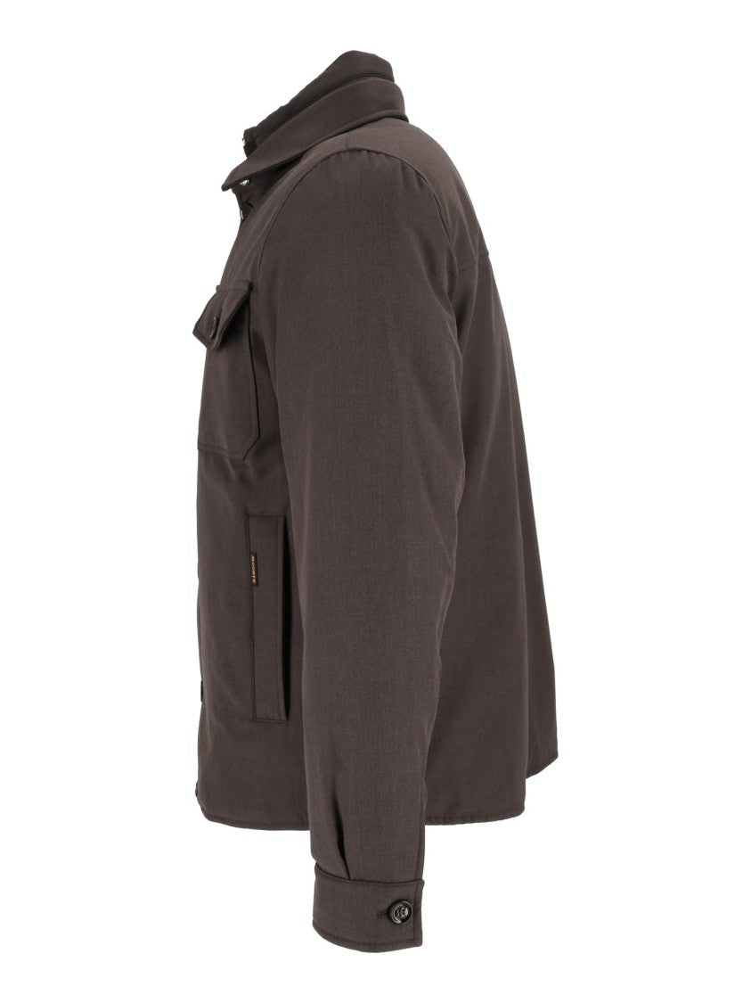 Moorer Dasson-Pum Brown Chest Pocket Jacket