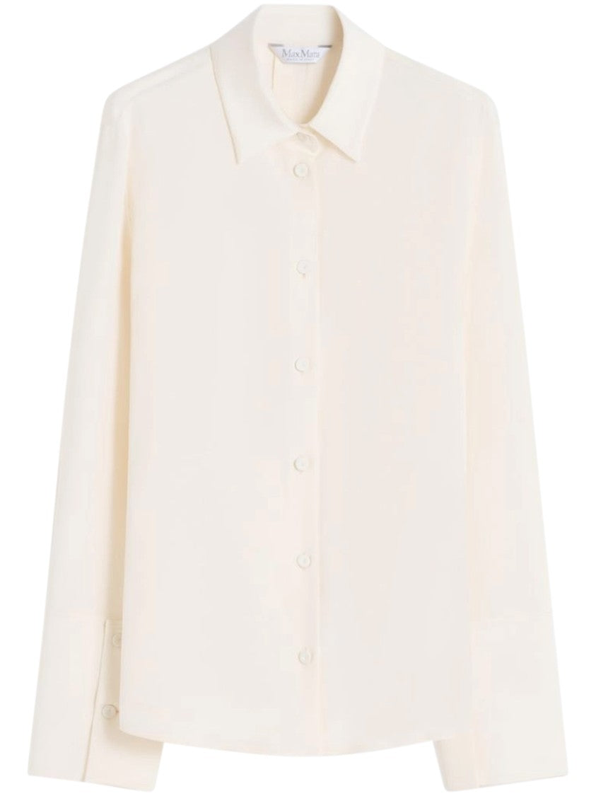 Max Mara Ivory Silk Blend Shirt With Classic Collar