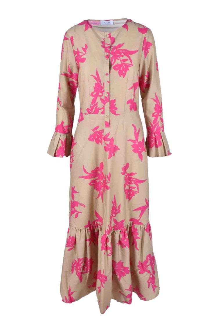 Aglini Women's Dress - Beige/Fuchsia
