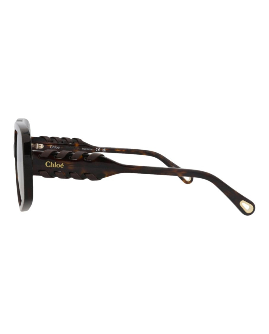 Chloé Square-Frame Sunglasses With Braided Temples And Gradient Lenses