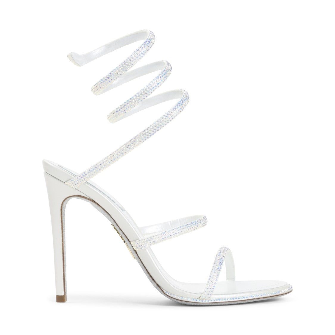René Caovilla High-Heeled Sandals With Spiral Ankle Strap And Strass Accents
