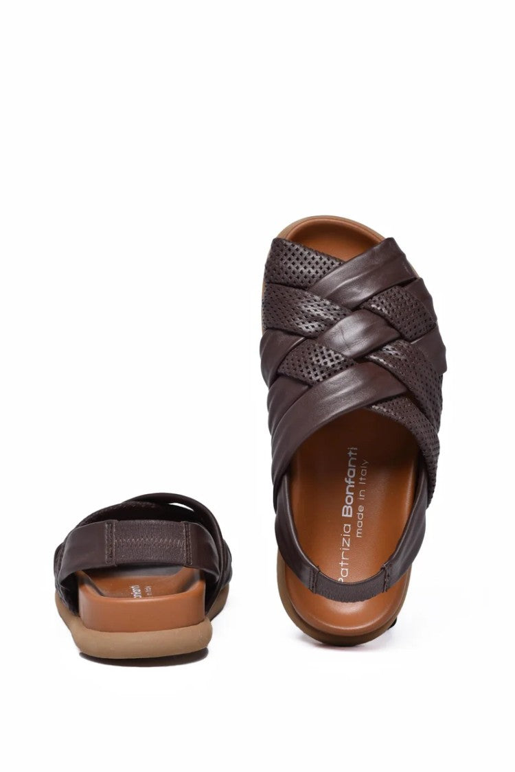Patrizia Bonfanti Brown Woven Sandal With Handcrafted Design
