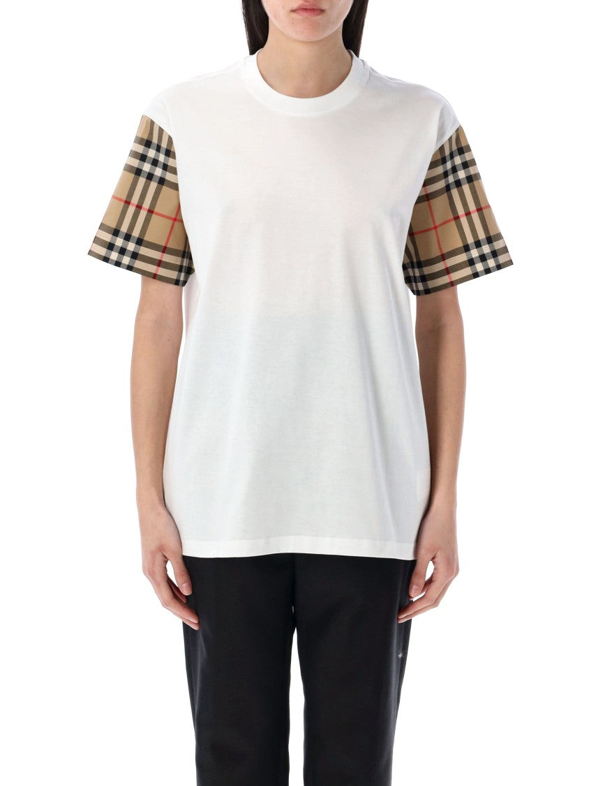 Burberry Check Sleeve Cotton T-Shirt By Burberry