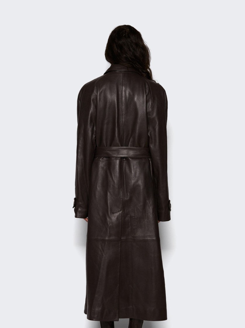 Magda Butrym Belted Leather Coat Brown