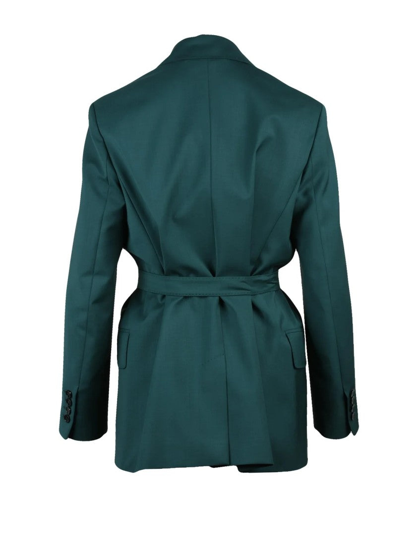 Max Mara Talento Virgin Wool Jacket With Self-Tie Waist And Flap Pockets