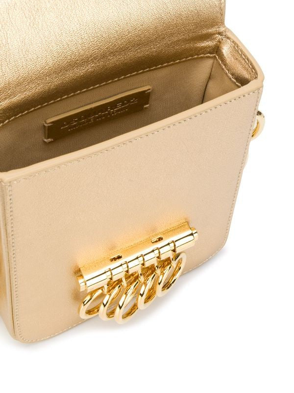 Dsquared2 Structured Gold Shoulder Bag With Chunky Chain Handle