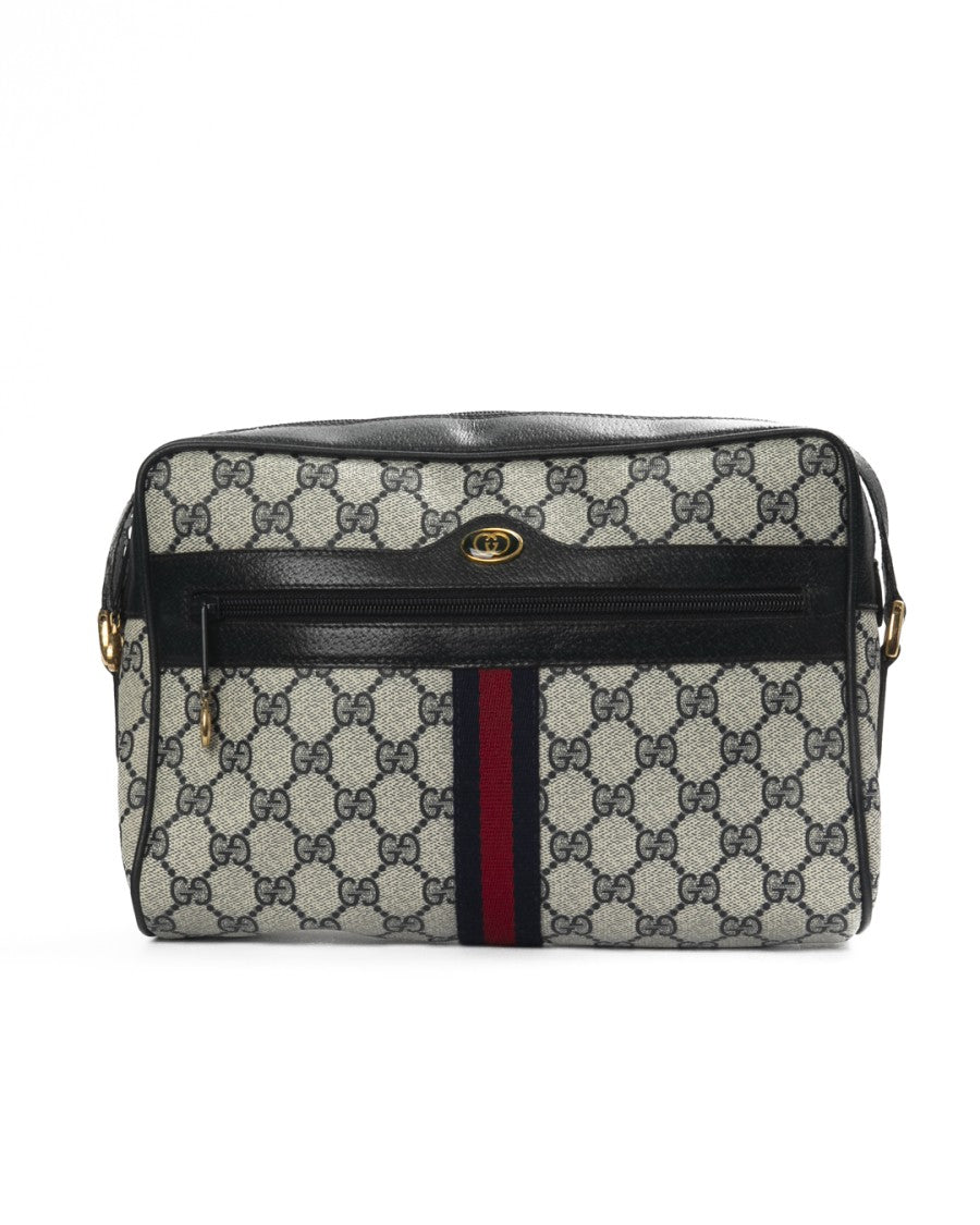 Gucci Blue Vintage Web Gg Supreme Large Camera Bag