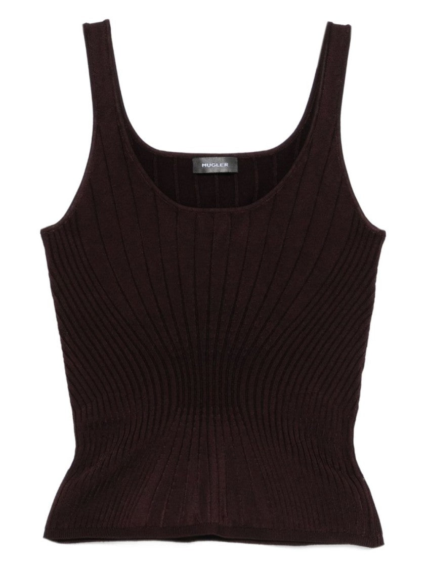 Mugler Ribbed Purple Tank Top