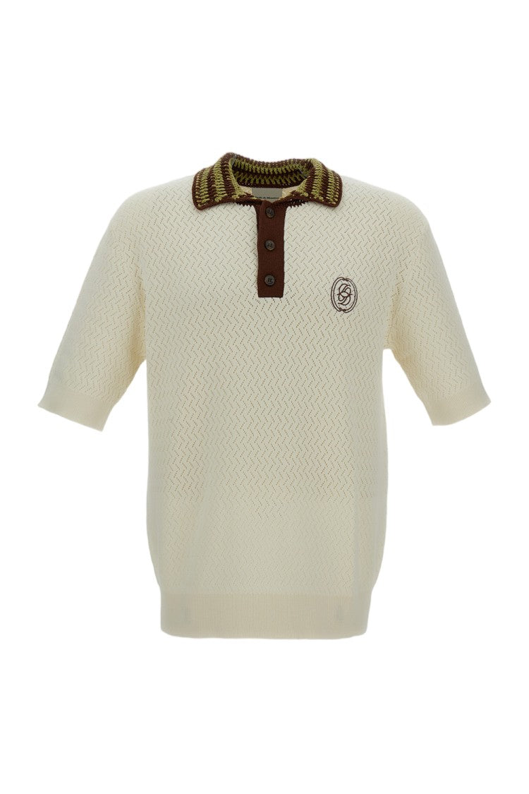 Drôle De Monsieur Ajouré D Miroir Knit Polo Shirt