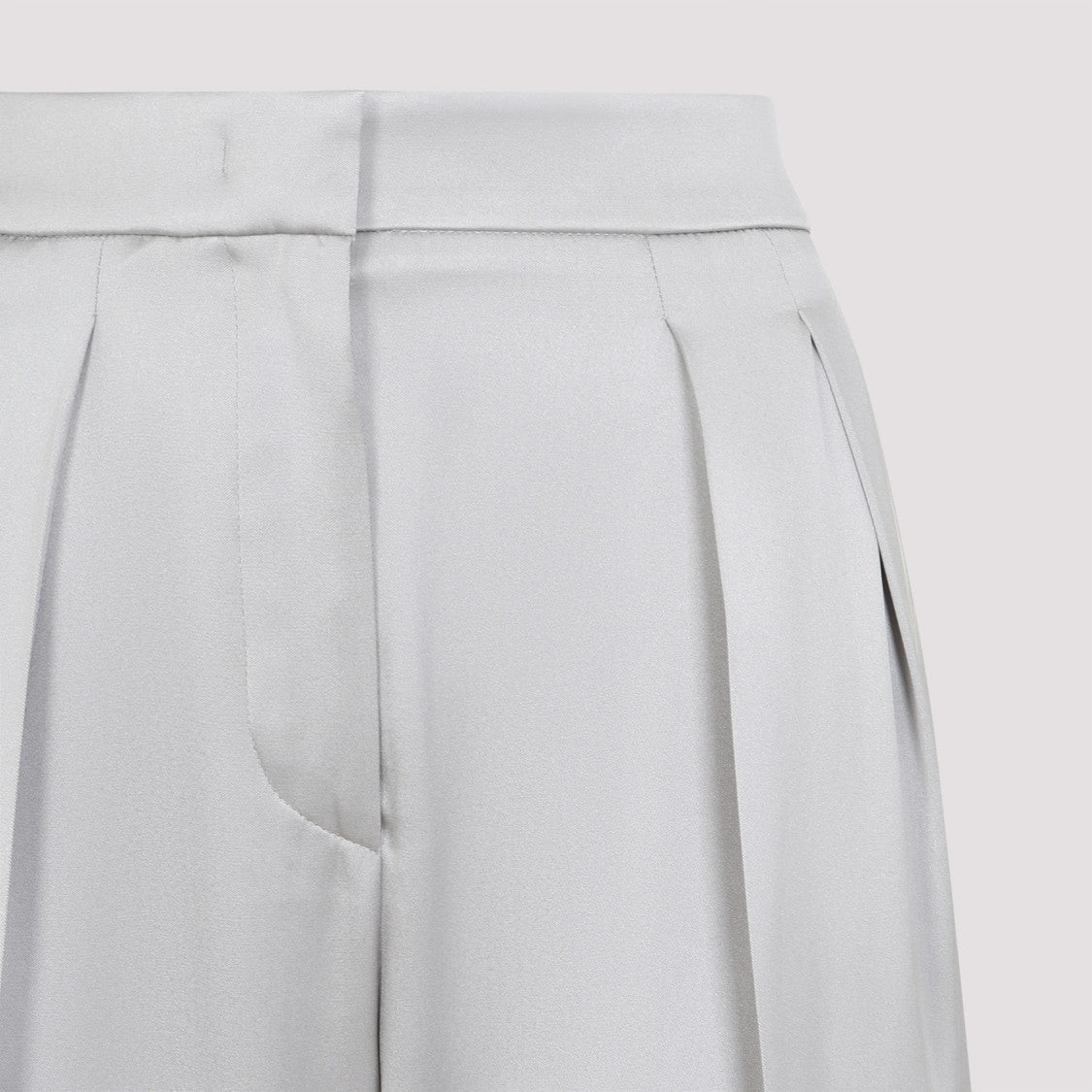 Giorgio Armani Grey Silk Satin Trousers With Double Pleats