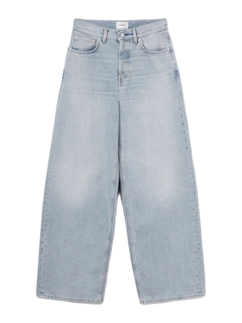 Haikure Light Blue Denim Jeans With Suede Logo Patch