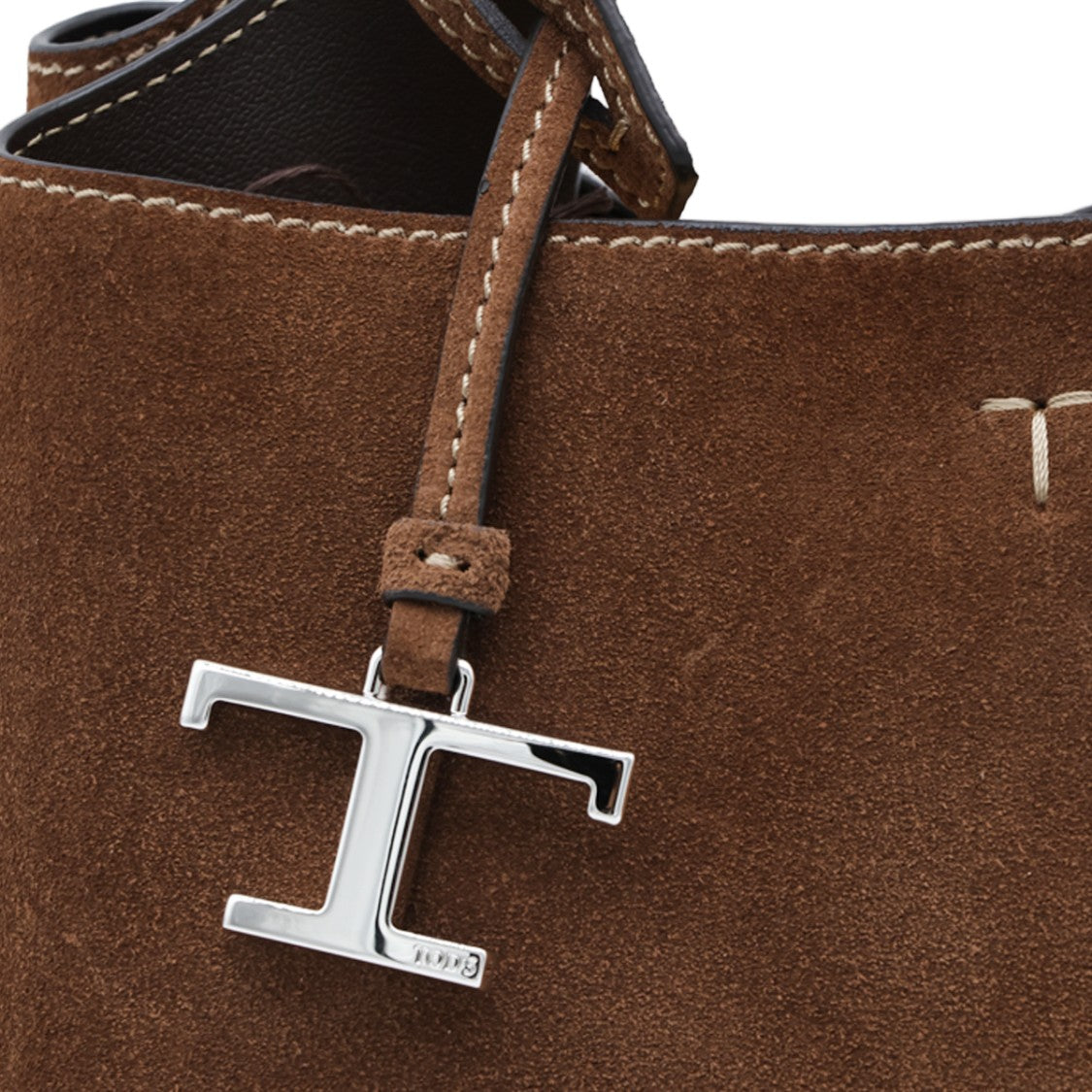 Tod's Soft Suede Handbag With Silver-Tone Charm