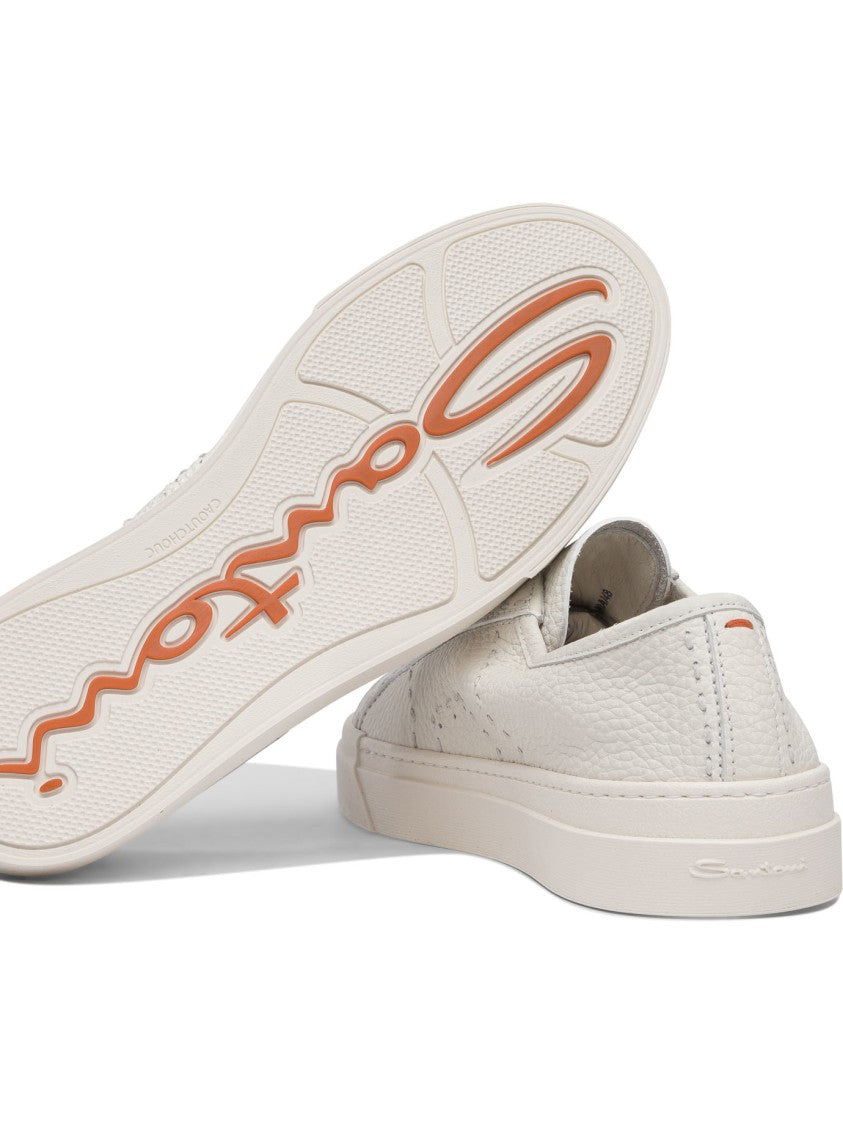 Santoni Calf Leather Slip-On Sneakers