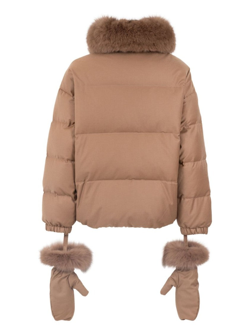 Yves Salomon Cropped Down Jacket With Fox Fur Details