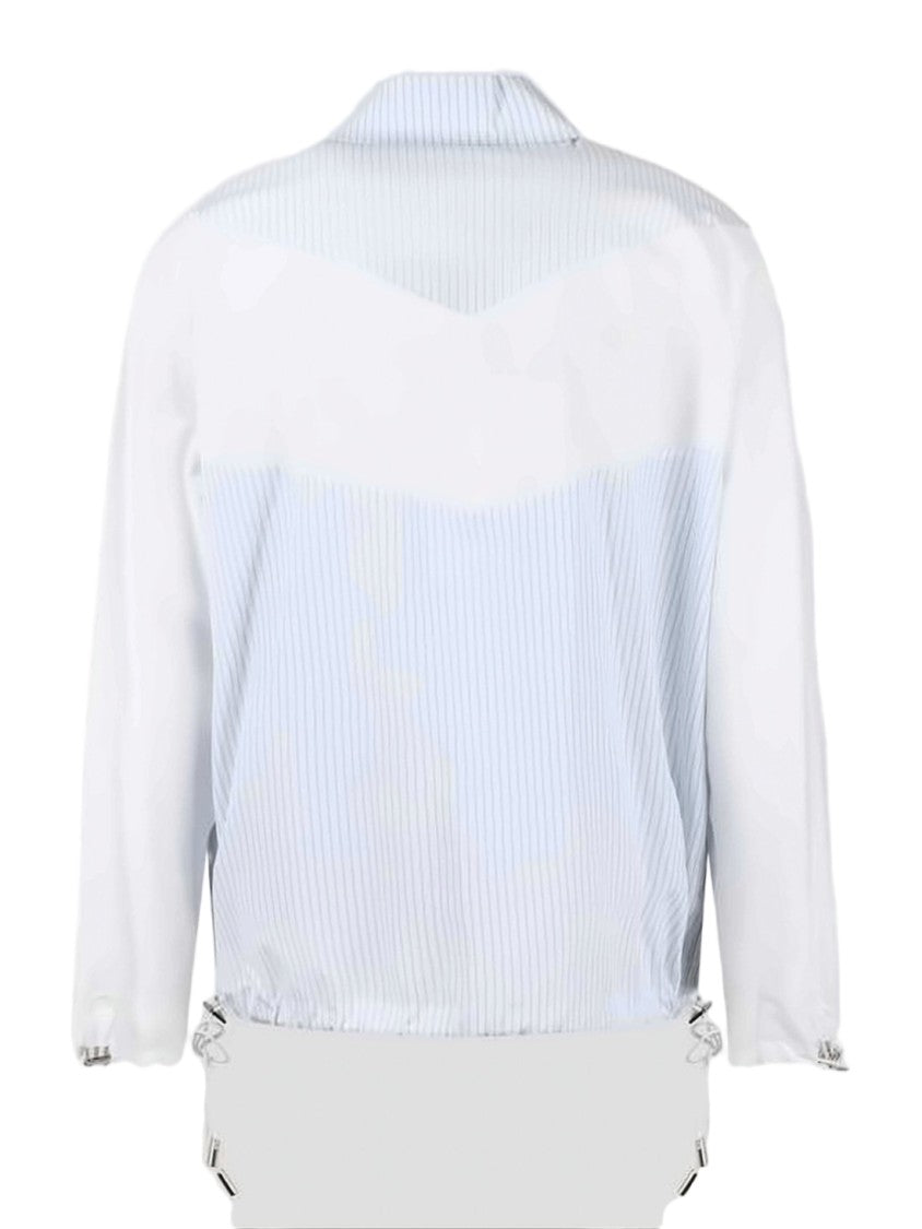 Christian Dior Lightweight Pinstriped Zip-Up Jacket With Adjustable Drawstrings