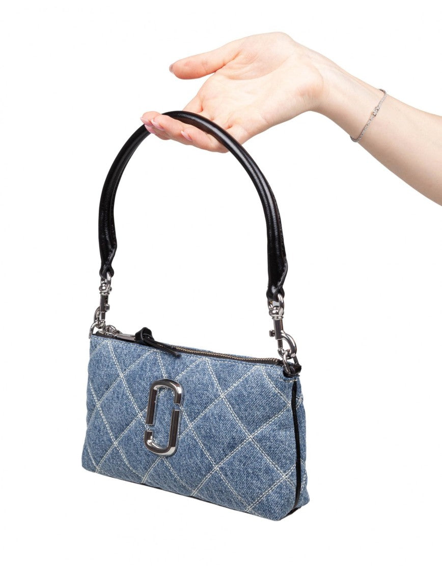 Marc Jacobs The Snapshot Quilted Denim Clutch Blue