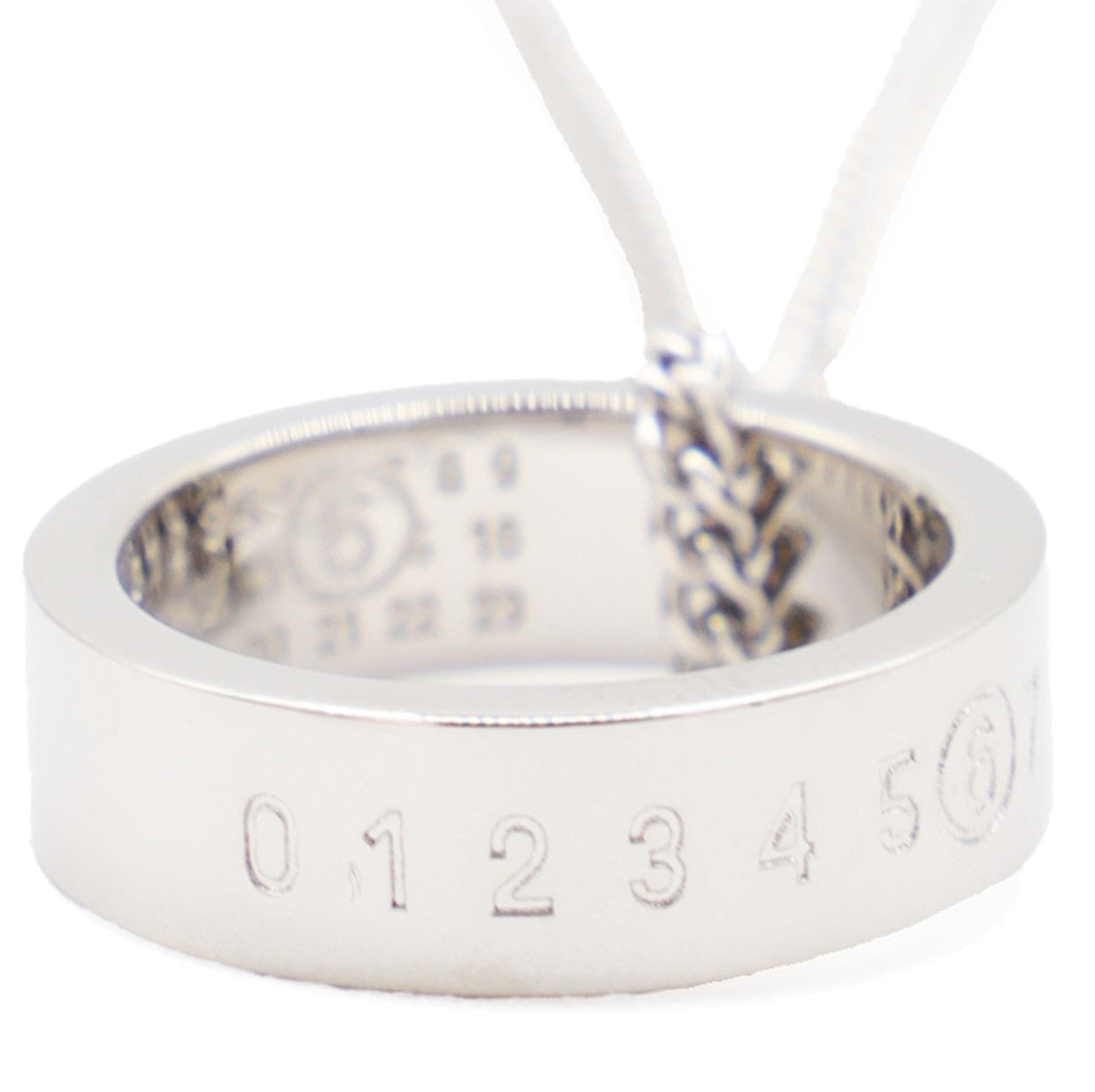 Mm6 By Maison Margiela Silver Metal Charm Necklace With Engraved Ring Charms